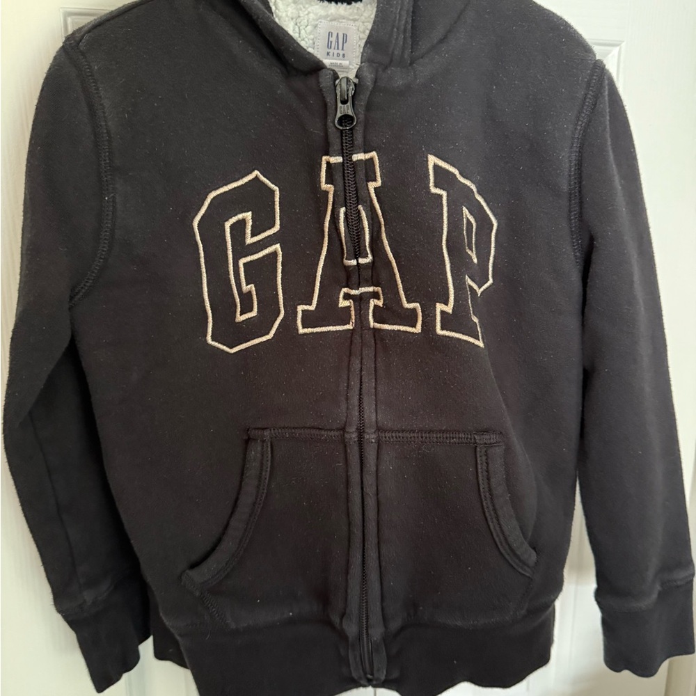 GAP Kids Black Sherpa-lined Hoodie, Size 6/7 Kids